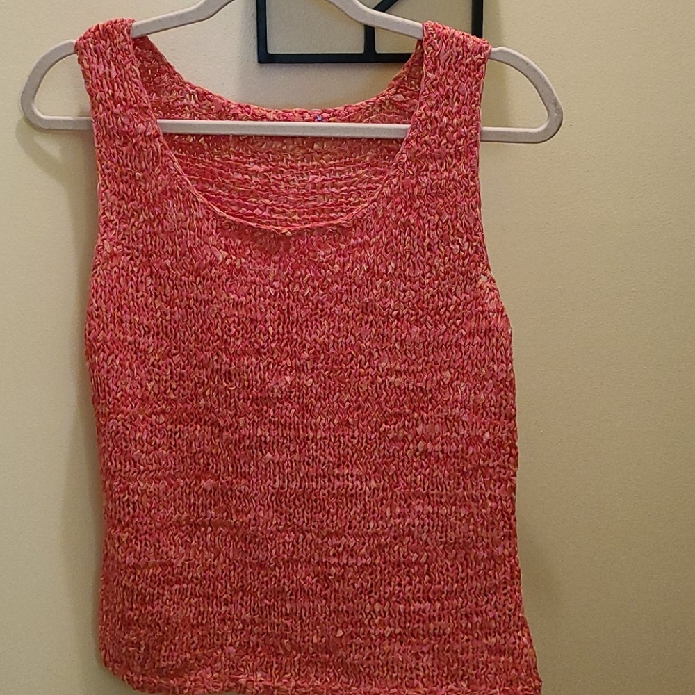 Pink and Yellow knit tank top